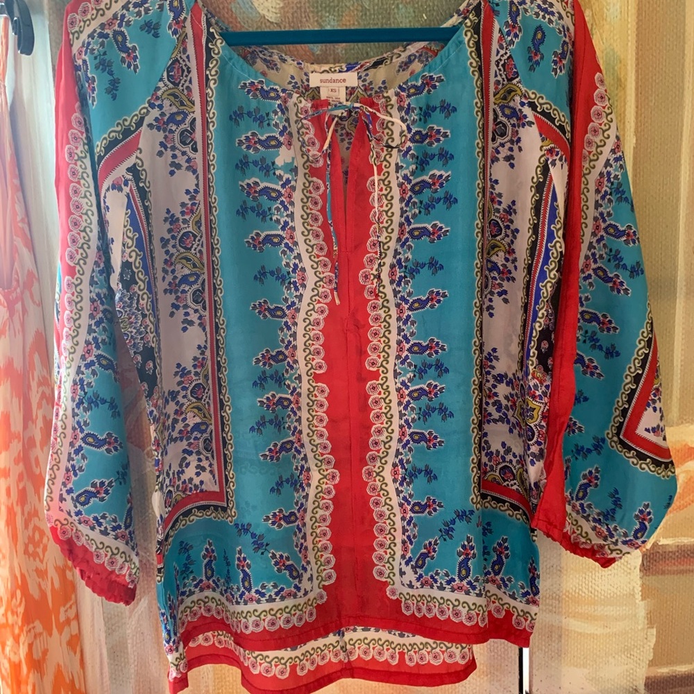 Johnny Was for Sundance, silk boho top